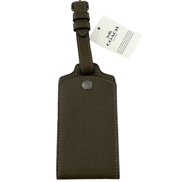 COACH Luggage Tag Leather Cargo Green - Picture 1 of 4